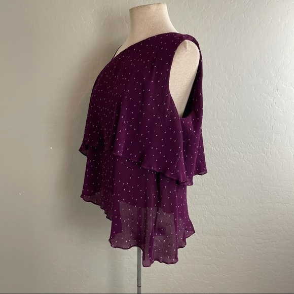 Parker Asymmetrical Top Dark Purple Polka Dot Tank - Picture 5 of 8
